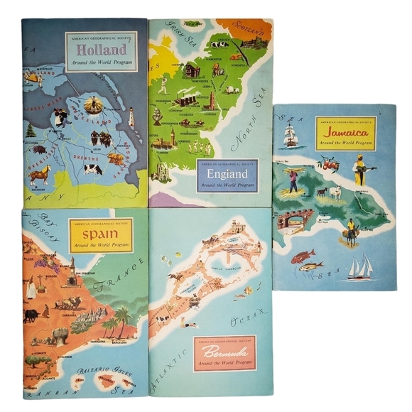 American Geographical Society Vintage Around the World Program Books Set of 5 - Picture 1 of 9
